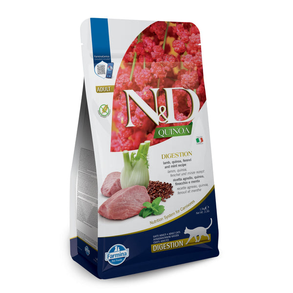 N&D Quinoa Digestion Adult Cat – суха храна с агнешко и киноа за възрастни котки