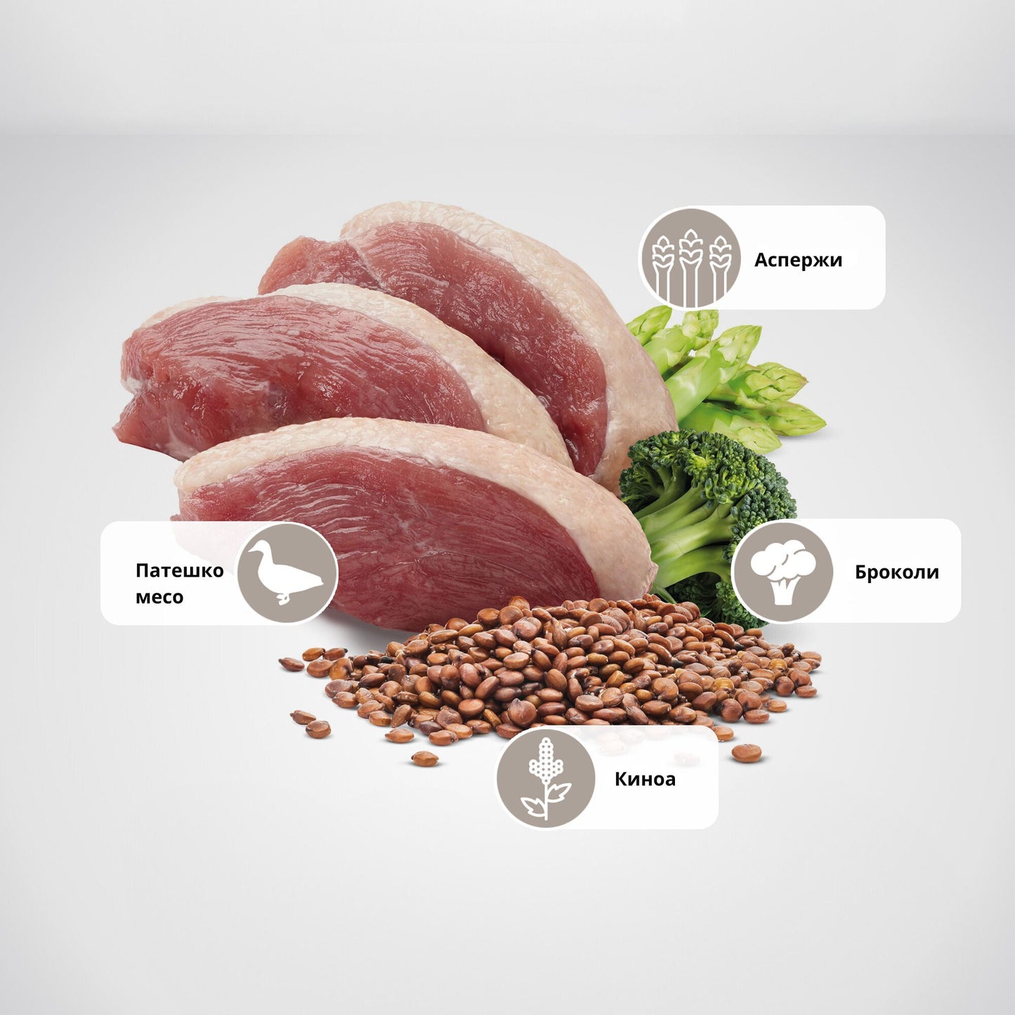 N&D Quinoa NEUTERED - суха храна за кучета от средни и едри породи с патешко, броколи и аспержи - 12 кг.