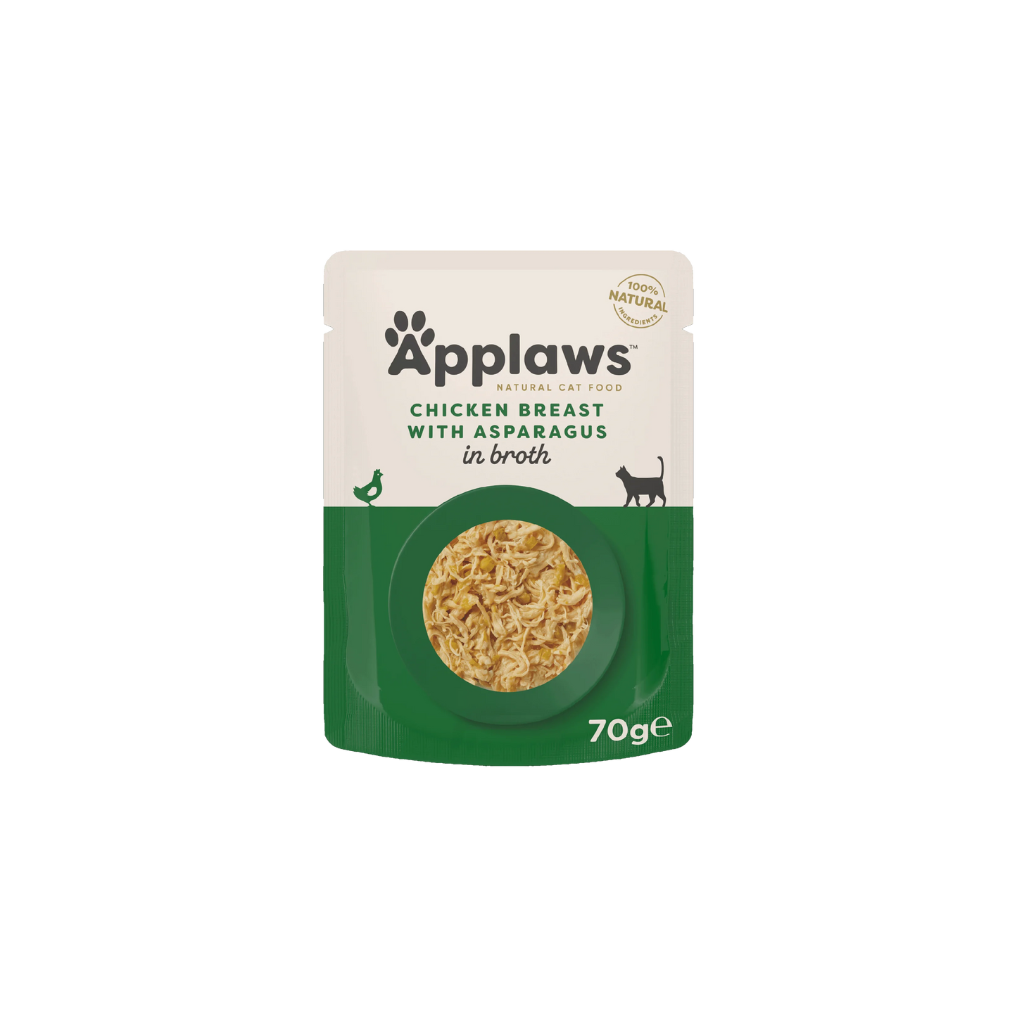 Applaws - пауч за котки пиле с аспержи в бульон - 6 броя х 70 гр.