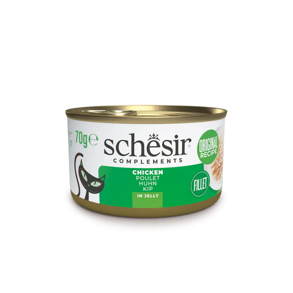 Schesir - Консервирана храна за котки с пилешки филенца в желе - 6 броя x  70 гр.