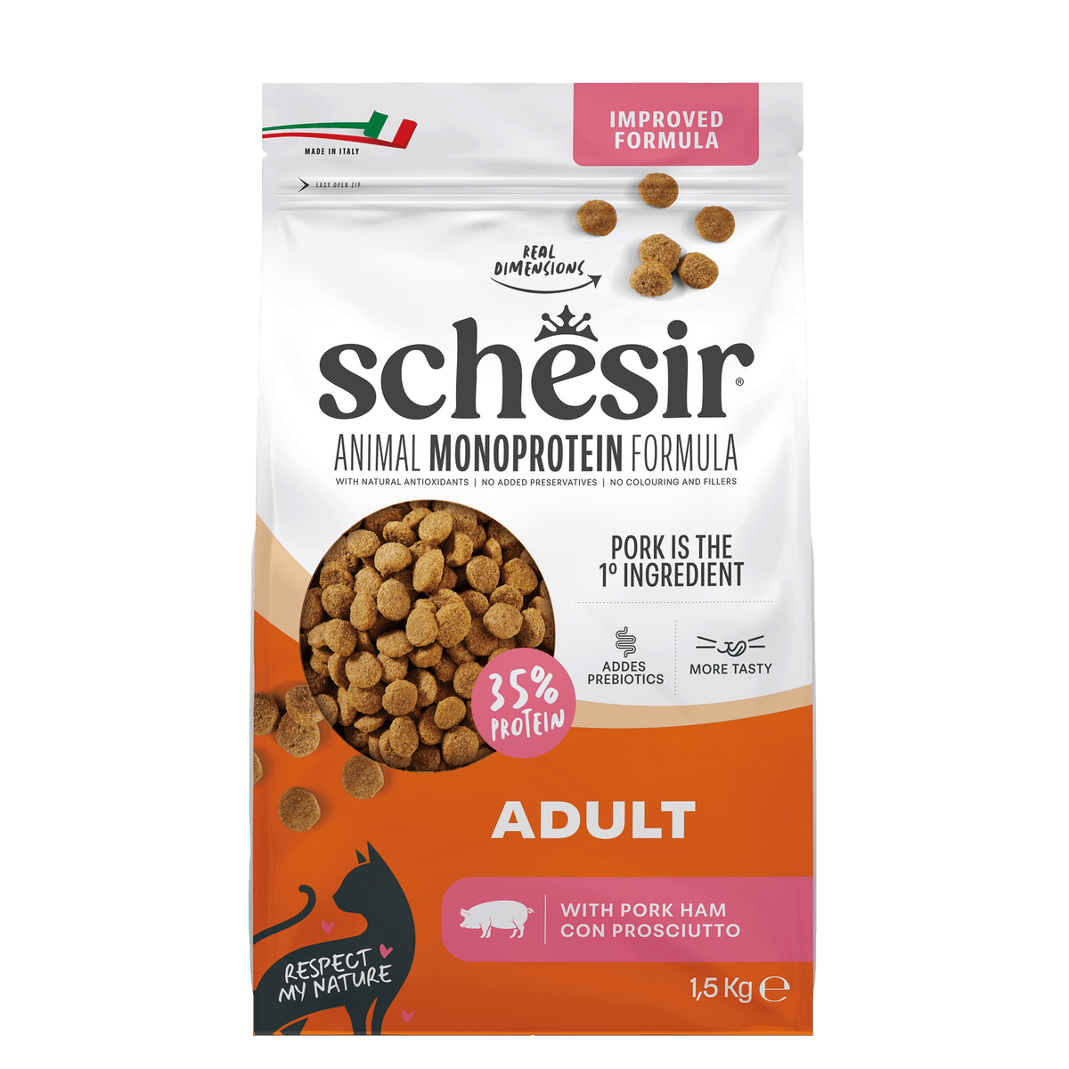 Schesir - суха храна за котки с прошуто - 1.5 кг.
