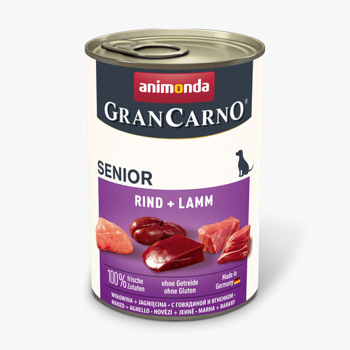 GranCarno Senior- консервирана храна за кучета с говеждо и агне - 6 броя х 400 гр.