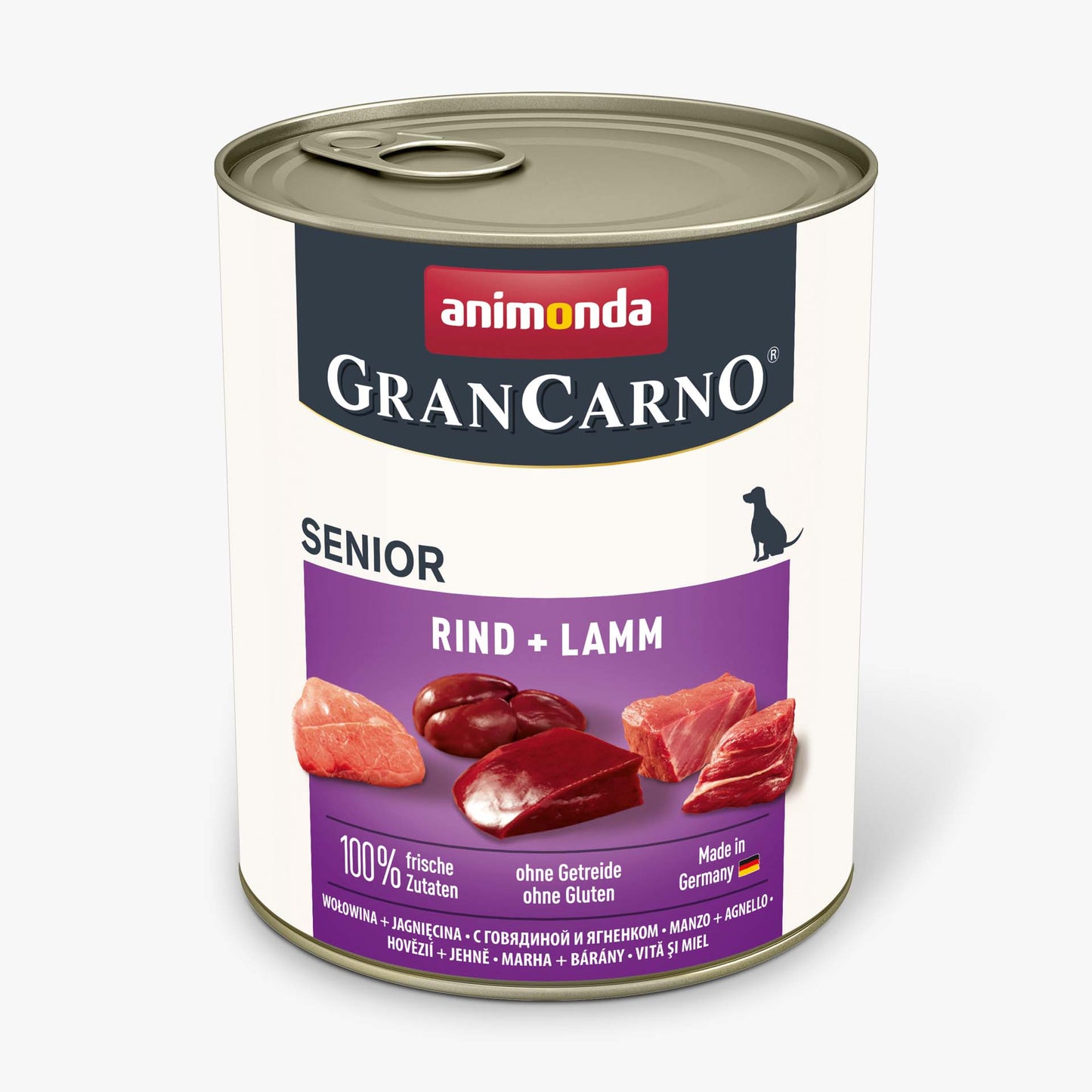 GranCarno Senior - консервирана храна за възрастни кучета с говеждо и агне  - 6 броя х 800 гр.