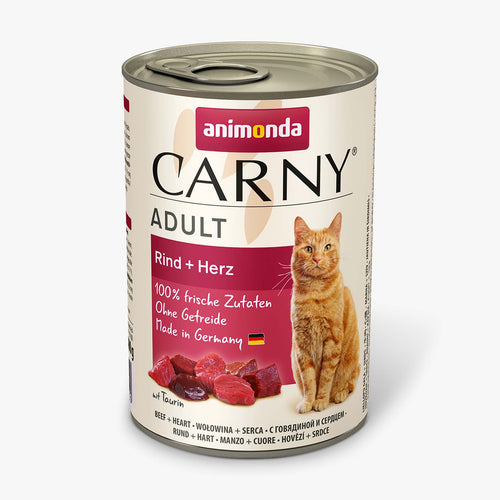 Carny Adult - консервирана храна за котки говеждо и сърца - 6 броя х 400 гр.