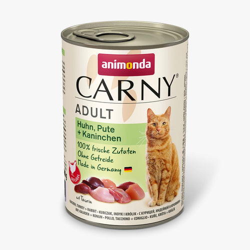 Carny Adult - консервирана храна за котки пиле, пуйка и заек - 6 броя х 400 гр.