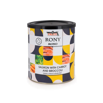 Rony Mono - консервирана храна за кучета със сьомга - 8 броя x 800 гр.