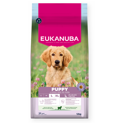 Eukanuba - суха храна за подрастващи кучета от едри породи с агне - 12 кг.
