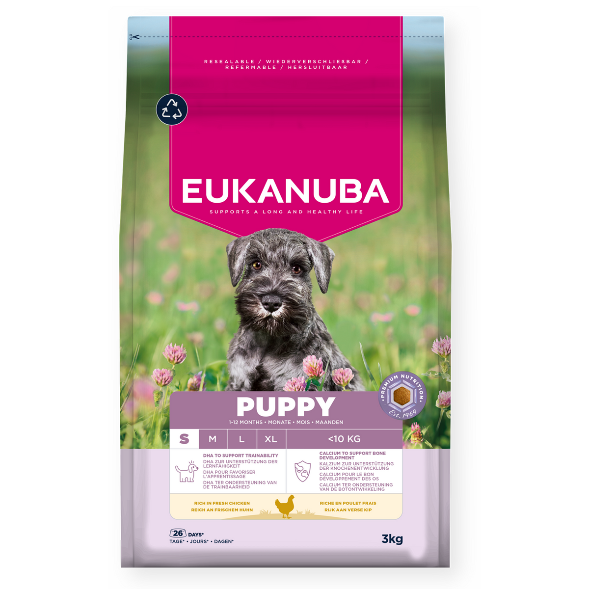 Eukanuba - суха храна за подрастващи кучета от дребни породи с пиле - 3 кг.