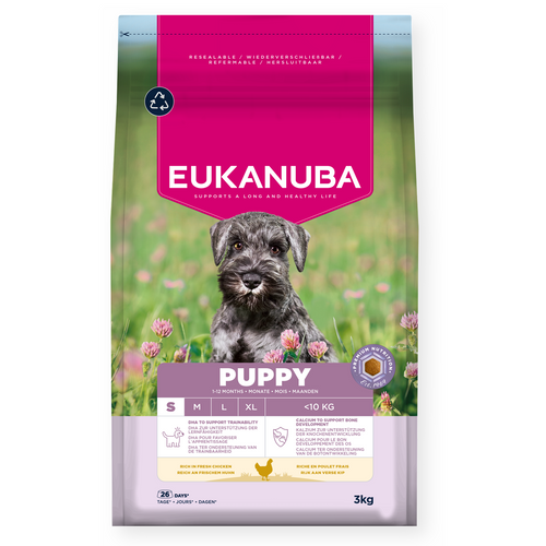 Eukanuba - суха храна за подрастващи кучета от дребни породи с пиле - 3 кг.