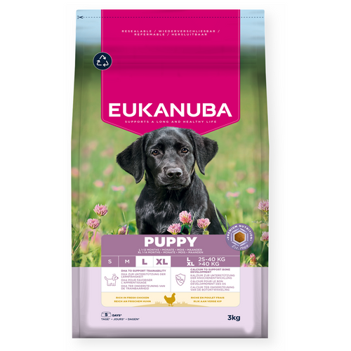 Eukanuba - суха храна за подрастващи кучета от едри породи с пиле - 3 кг.