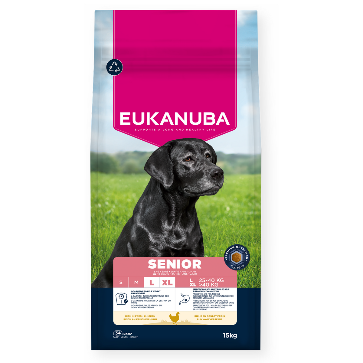 Eukanuba - суха храна за възрастни кучета от едри породи с пиле - 15 кг.