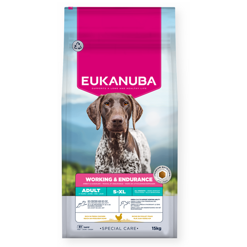 Eukanuba - суха храна за активни кучета от всички породи с пиле - 15 кг.