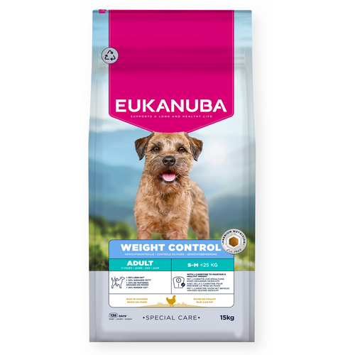 Eukanuba -  суха храна за кучета от дребни и средни породи склонни към напълняване - 15 кг.