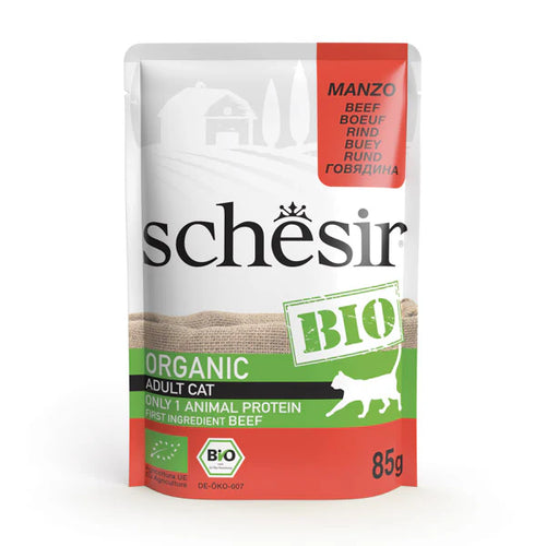 Schesir Bio - пауч за котки с говеждо - 6 броя х 85 гр.
