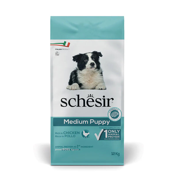 Schesir Puppy - Суха храна за подрастващи кучета с пиле - 12 кг.