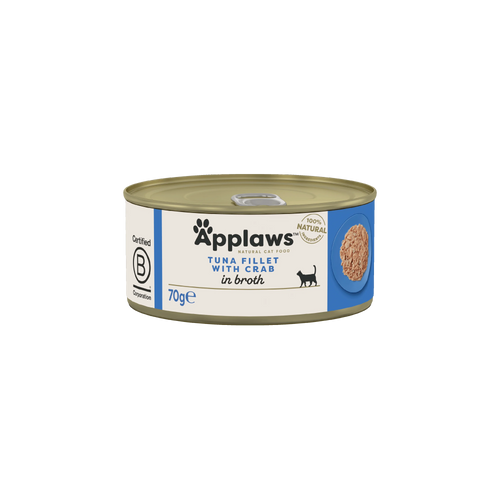 Applaws - консервирана храна за котки с риба тон с раци в бульон - 6 броя х 70 гр. или 6 броя х 156 гр.