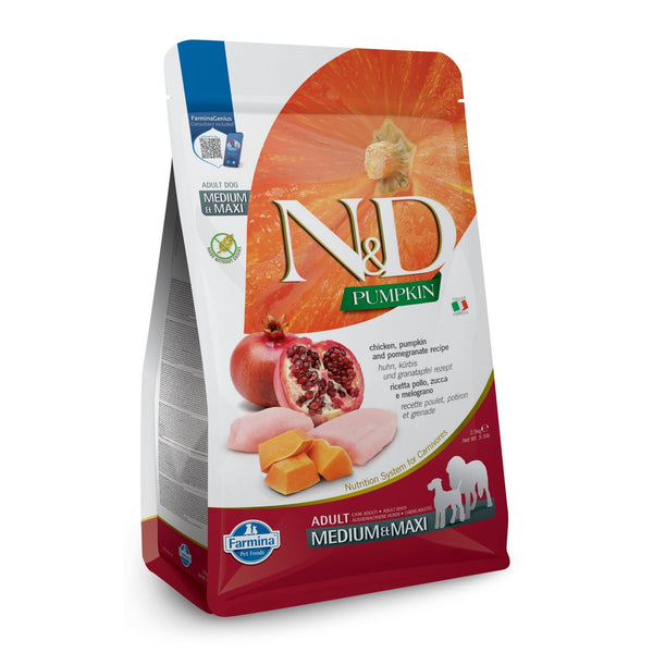 N&D Pumpkin Adult Med/Maxi – с пилешко, тиква и нар за възрастни кучета от средни и едри породи