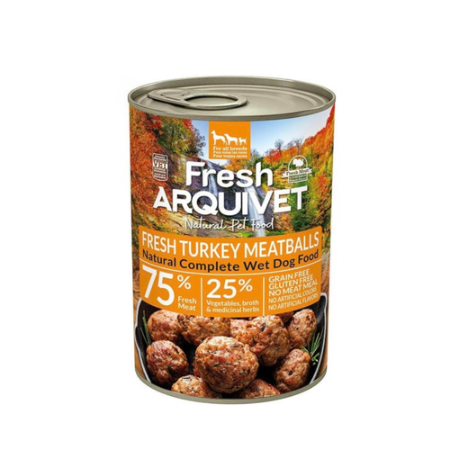 Arquivet - консервирана храна за кучета с пуешки кюфтенца - 6 броя x 400 гр.
