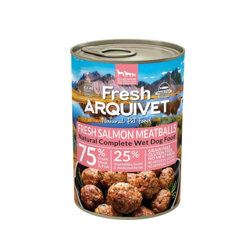 Arquivet - консервирана храна за кучета с кюфтенца от сьомга - 6 броя x 400 гр.