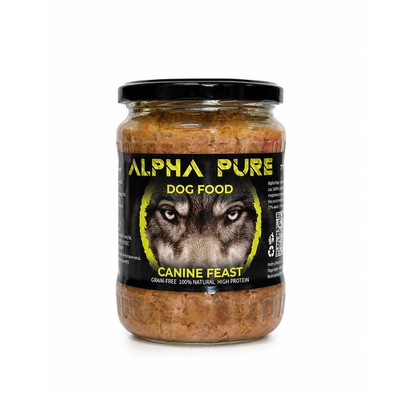 Alpha Pure - домашно приготвена храна за подрастващи и възрастни кучета с пуешко и зеленчуци - 8 броя x 500 гр.