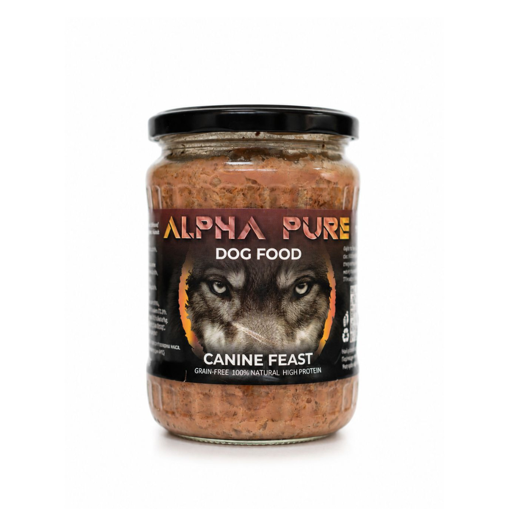 Alpha Pure - домашно приготвена храна за възрастни кучета с говеждо,пиле,свинско и зеленчуци - 8 броя x 500 гр.
