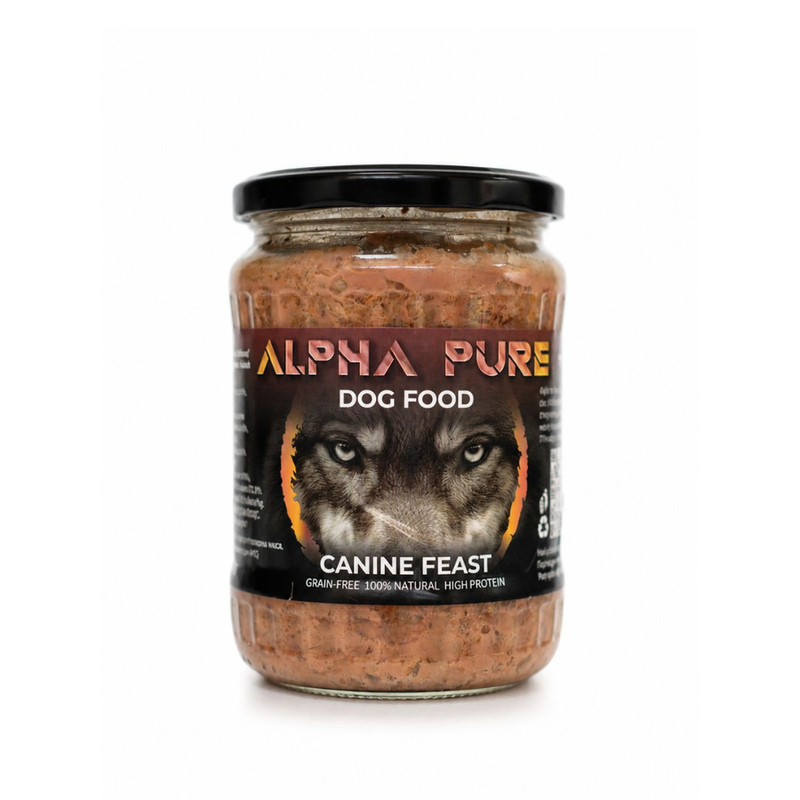 Alpha Pure - домашно приготвена храна за възрастни кучета с говеждо,пиле,свинско и зеленчуци - 8 броя x 500 гр.