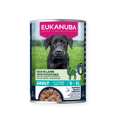 Eukanuba - консервирана храна за израснали кучета с агнешко и картофи - 6 броя x 400 гр.
