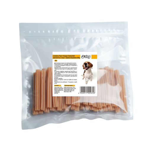 O'Dog - Лакомства за кучета дентални пръчици с вкус на червена боровинка - 500 гр.