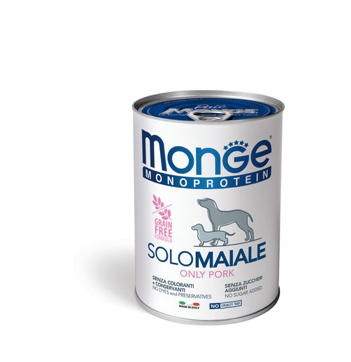Monge Monoprotein - консервирана храна за кучета със свинско - 6 броя x 400 гр.