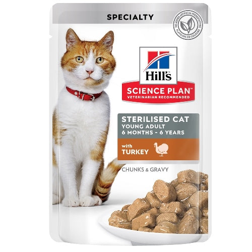Hill’s - паучове за кастрирани котки с пуйка - 6 броя x 85 гр.