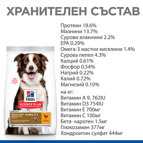 Hill’s - суха храна за кучета, поддържане на ставите и подвижността при средни породи - 14 кг.
