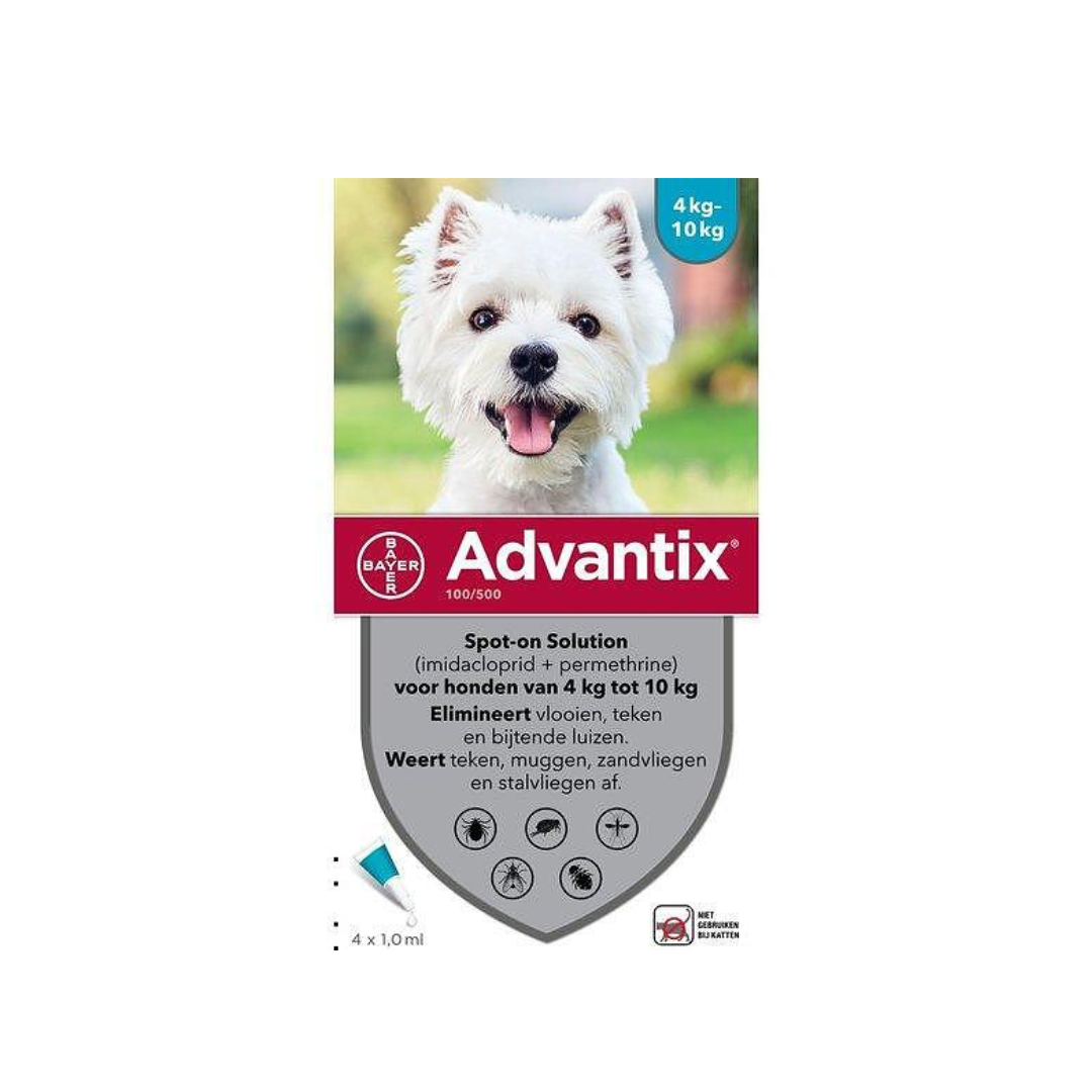 Advantix Spot On - Противопаразитна пипета за кучета с тегло от 4 кг. до 10 кг. - 4 броя в опаковка