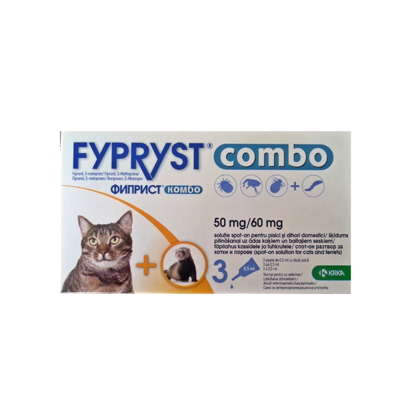 Fypryst Combo - Противопаразитни пипети за котки и порчета - 3 броя в опаковка