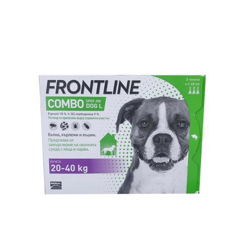 Frontline Combo - Противопаразитни пипети за кучета от 20 кг. до 40 кг. - 3 броя в опаковка