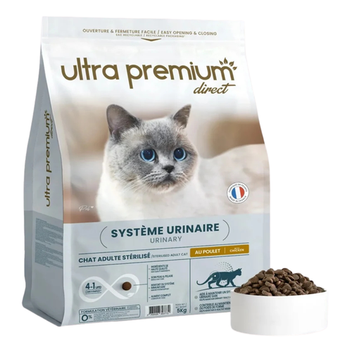 Ultra Premium - Суха храна за кастрирани котки с уринарни проблеми – пиле, 47% месо и месни съставки - 5 кг.