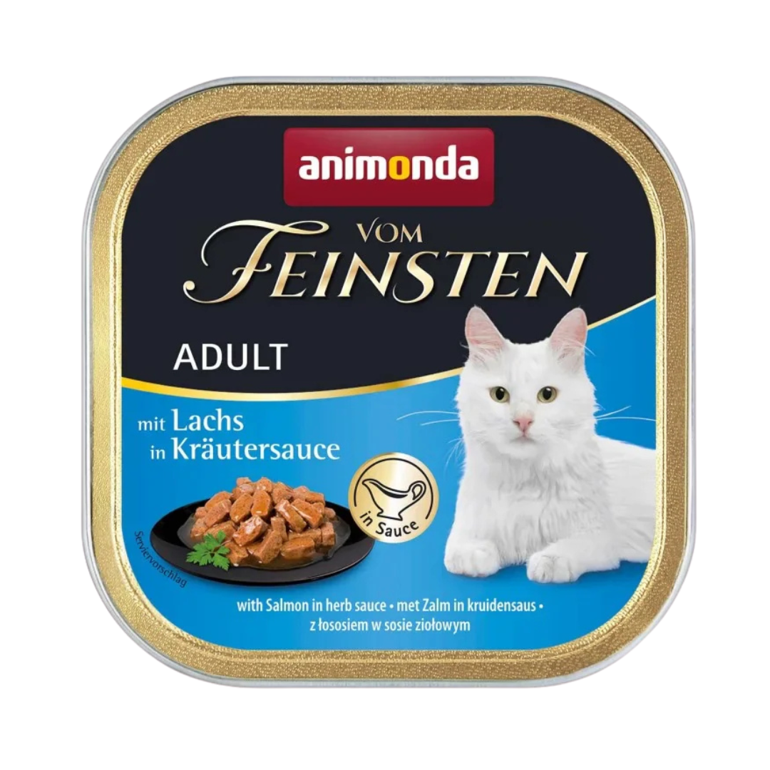 Vom Feinsten Adult -  пастет за котки със сьомга в билков сос - 6 броя х 100 гр.