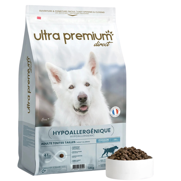 Ultra Premium - Суха храна за пораснали кучета от всички породи – хипоалергенна с риба - 12 кг.
