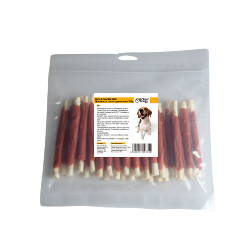 O'Dog - Лакомства за кучета пръчици от пате и сурова кожа - 500 гр.