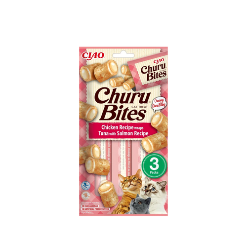 Inaba Churu Bites - лакомство за котки с пиле, риба тон и сьомга - 3 броя в опаковка