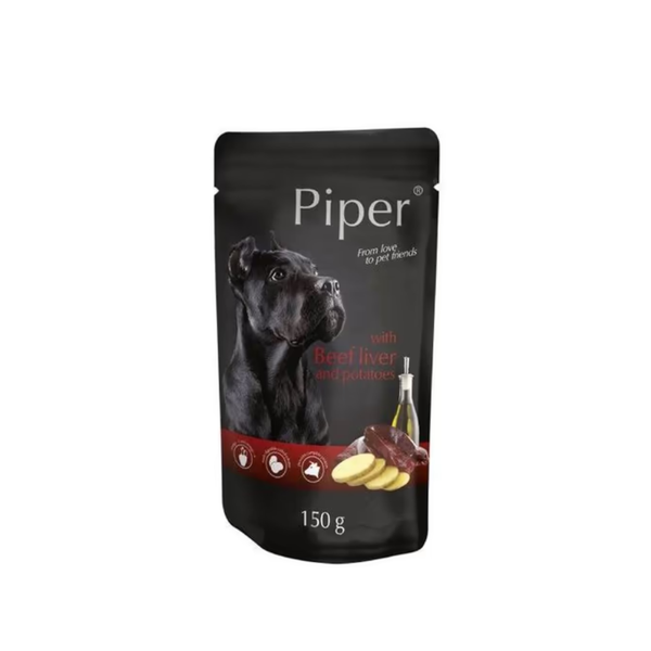 Piper Adult - пауч за кучета с телешки дроб и картофи - 6 броя х 150 гр.