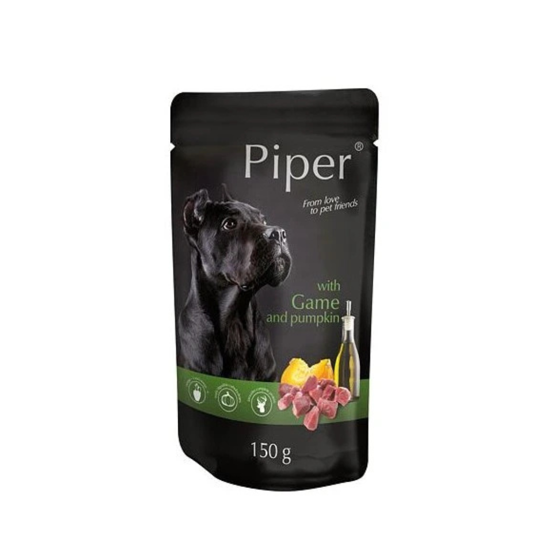 Piper Adult - пауч за кучета с дивеч и тиква - 6 броя х 150 гр.