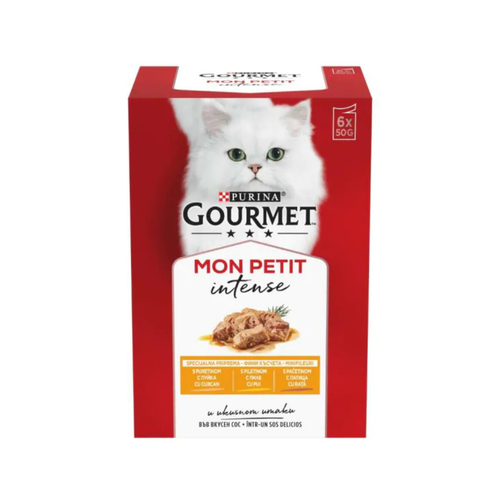 Gourmet Mon Petit - пауч за котки с пиле, пуйка и патица - 6 броя х 6х50 гр.