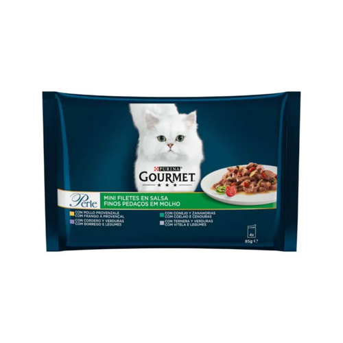 Purina Gourmet Perle - пауч за котки с заек и зеленчуци - 6 броя х 4х85 гр.