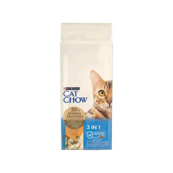Purina Cat Chow 3 in 1 - суха храна за котки с пуйка - 15 кг.