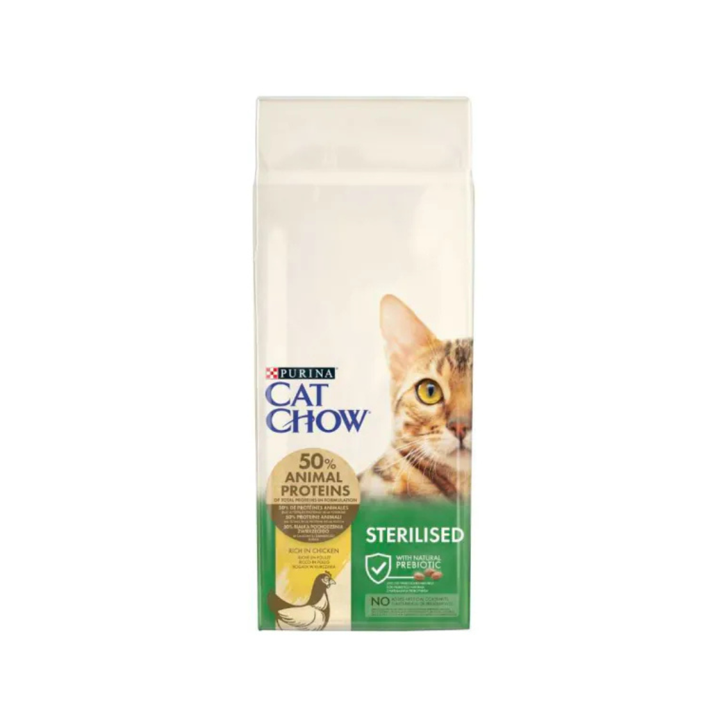 Purina Cat Chow - суха храна за кастрирани котки с пиле - 15 кг.