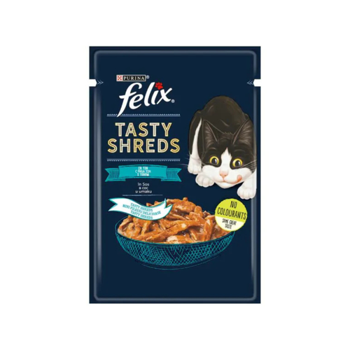 Purina Felix Tasty Shreds - паучове за котки с риба тон - 12 броя х 80 гр.