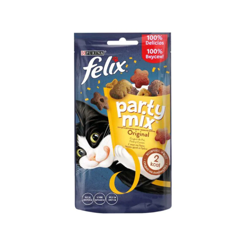 Purina Felix Party Mix - лакомства за котки с пиле, черен дроб и пуйка - 8 броя x 60 гр.