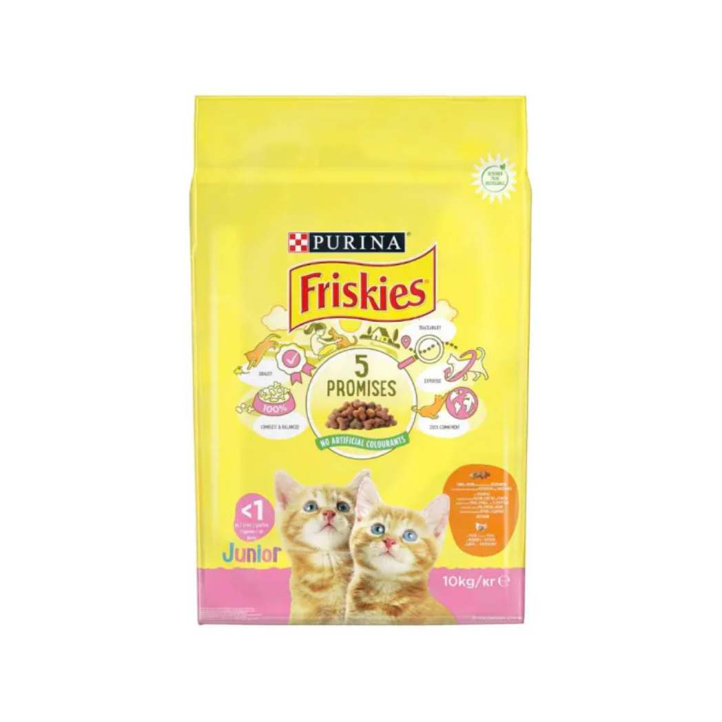 Purina Friskies Junior - суха храна за подрастващи котки с пиле и пуйка - 10 кг.