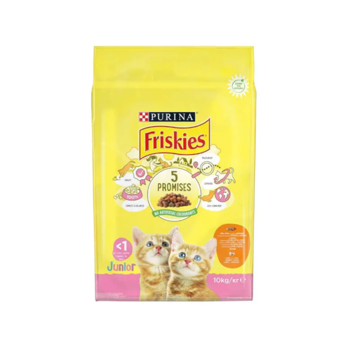 Purina Friskies Junior - суха храна за подрастващи котки с пиле и пуйка - 10 кг.