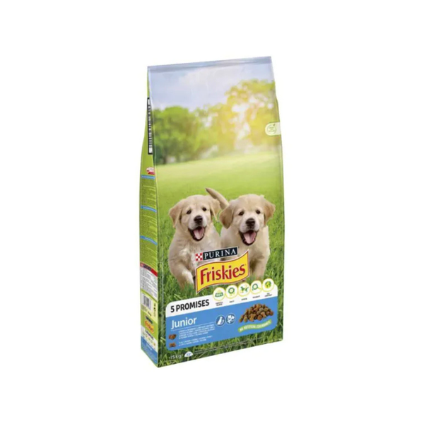 Purina Friskies Junior - суха храна за подрастващи кучета с пиле и зеленчуци - 15 кг.